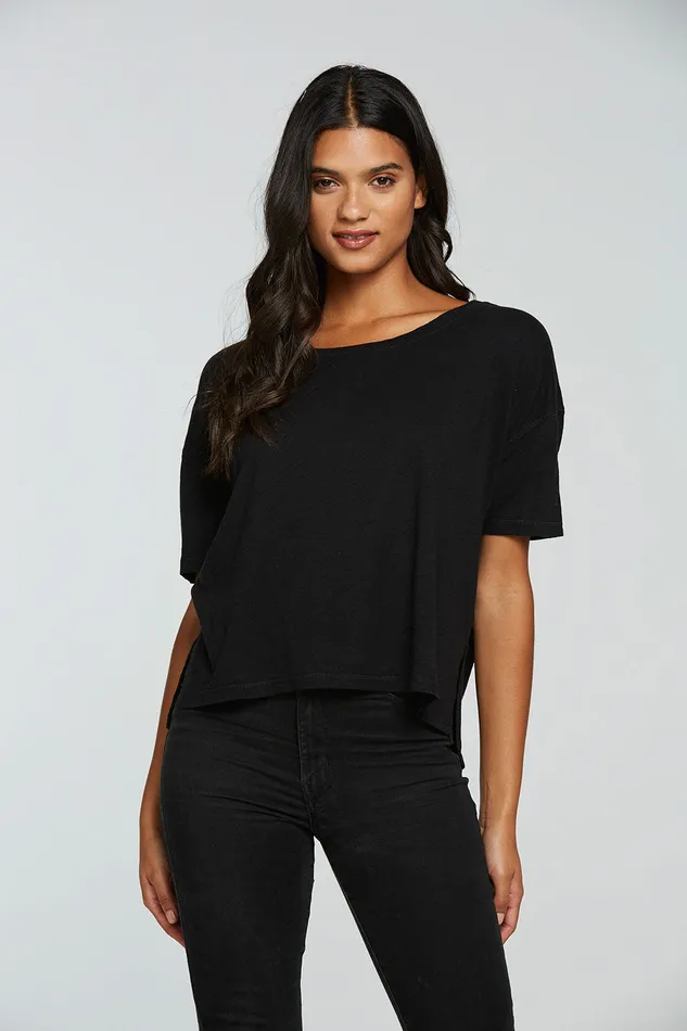 Tops Chaser Brand Womens Gauze Jersey Boxy Short Sleeve Hi Lo Tee