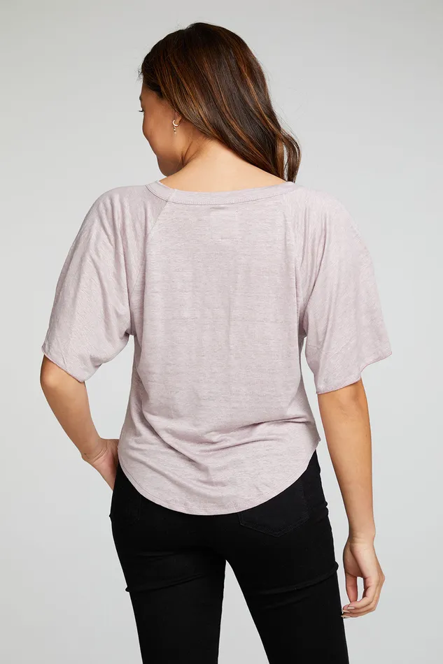 Tops Chaser Brand Womens Linen Jersey Angel Sleeve Pocket Raglan Shirttail Tee
