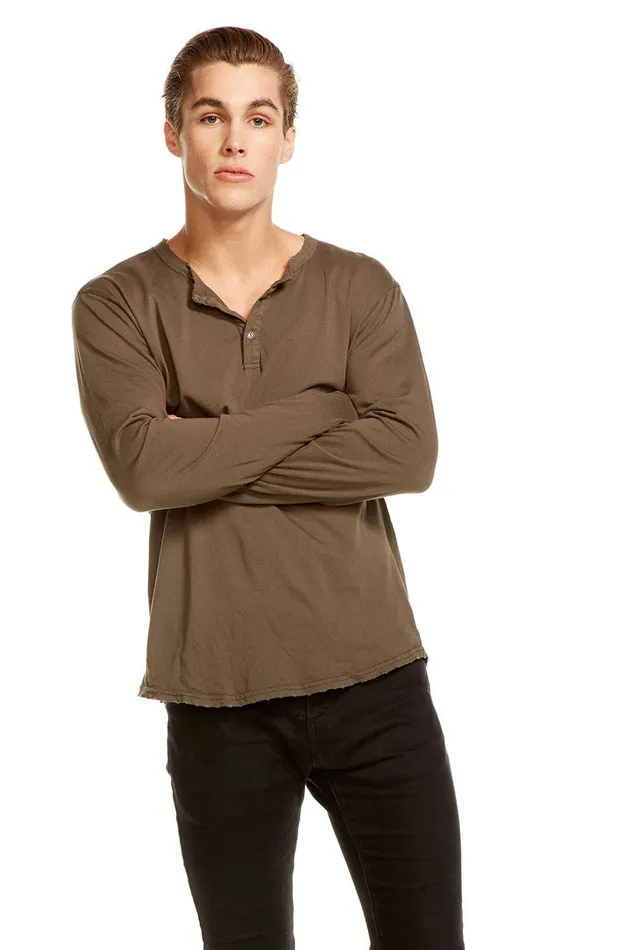 Tops COTTON JERSEY LS HENLEY Chaser Brand Mens