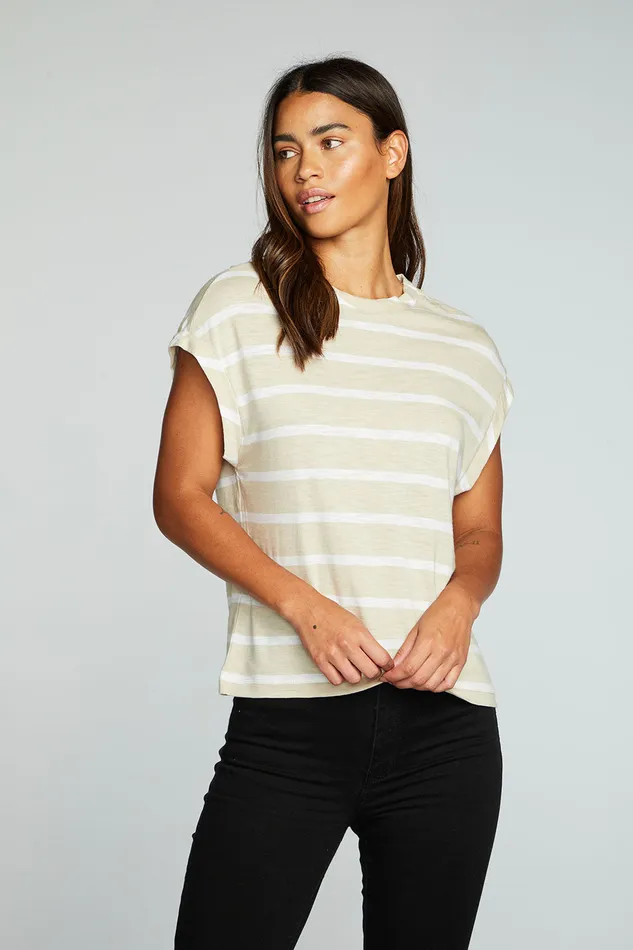 Tops Gauze Jersey Crew Neck Sleevless Dolman Tee 8211 Chaser Brand Womens