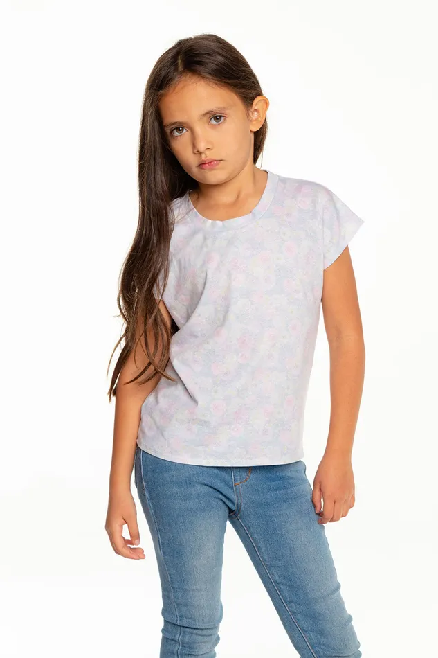 Tops Girls Chaser Brand Recycled Vintage Jersey Cap Sleeve Vent Back Tee