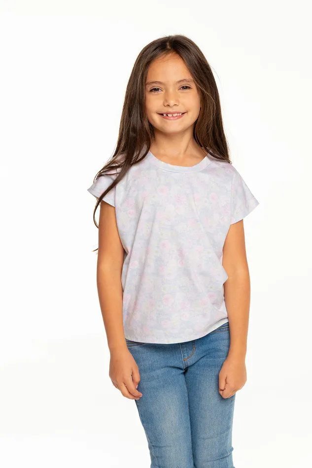 Tops Girls Chaser Brand Recycled Vintage Jersey Cap Sleeve Vent Back Tee