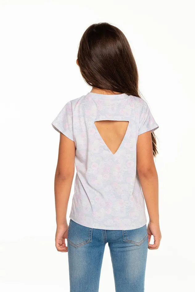 Tops Girls Chaser Brand Recycled Vintage Jersey Cap Sleeve Vent Back Tee