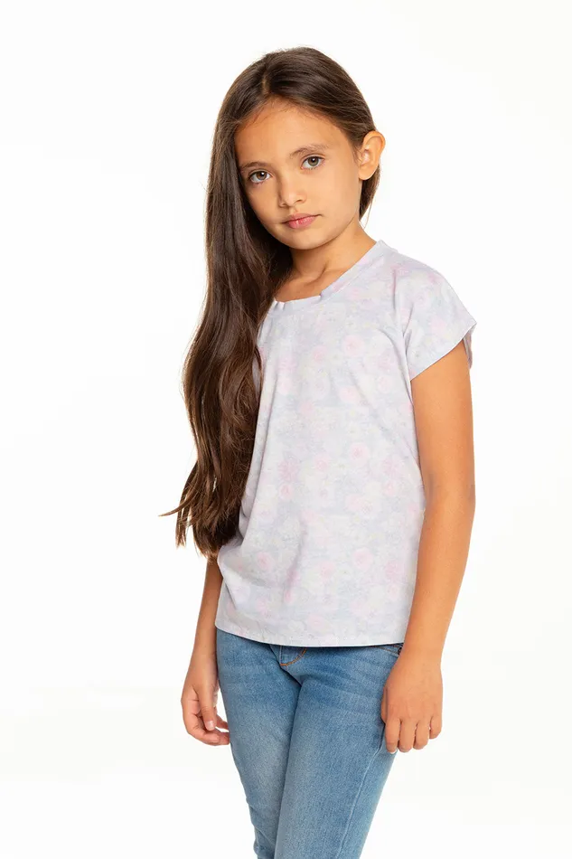 Tops Girls Chaser Brand Recycled Vintage Jersey Cap Sleeve Vent Back Tee