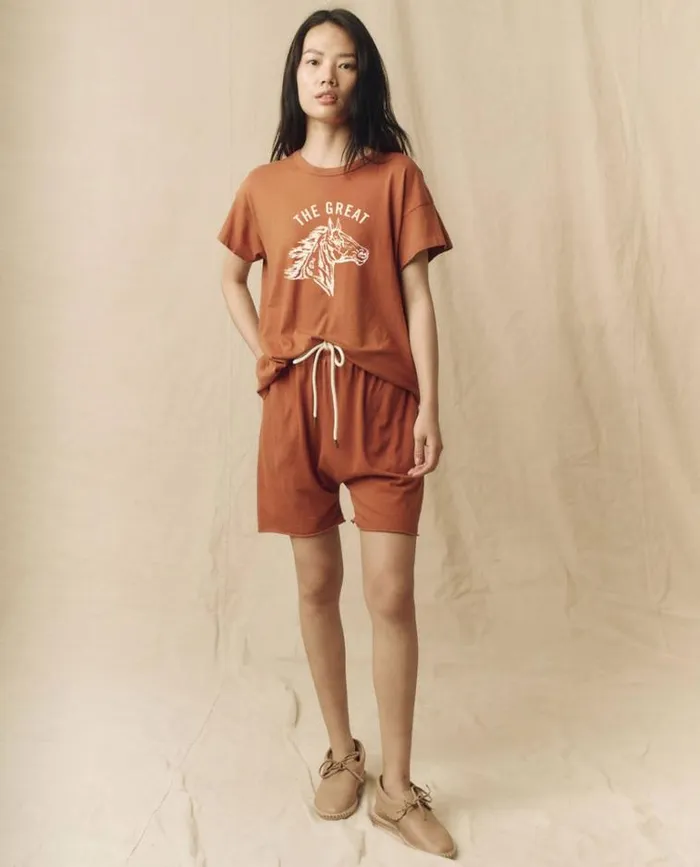 Tops Women039s The Great The Boxy Crew Canyon With Cream Bronco Graphic