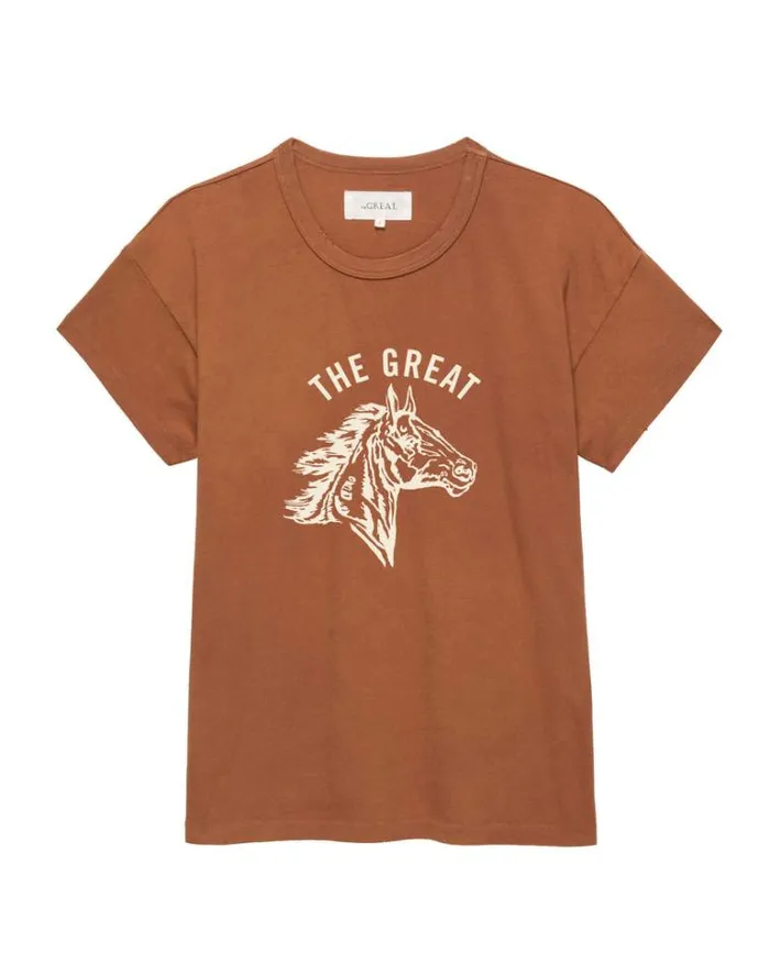 Tops Women039s The Great The Boxy Crew Canyon With Cream Bronco Graphic