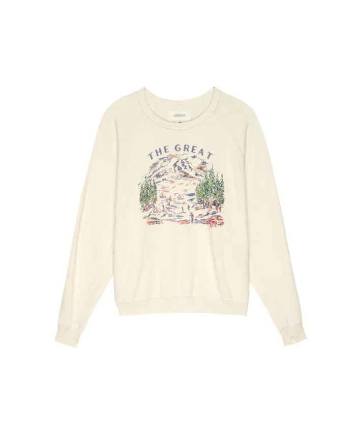 Tops Women039s The Great The College Sweatshirt Washed White With Woodsy Trail Graphic
