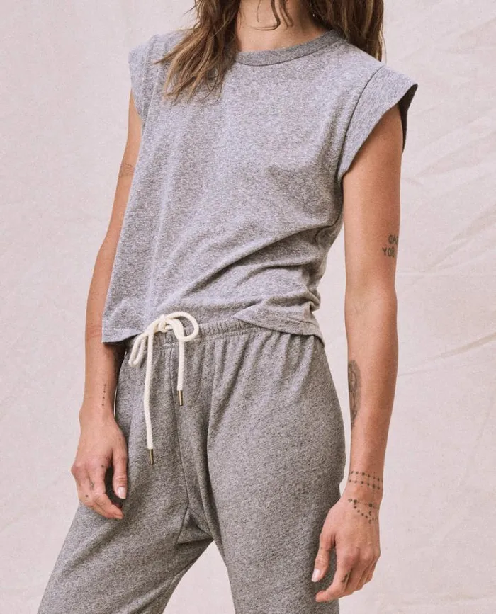 Tops Women039s The Great The Peak Shoulder Tee Heather Grey