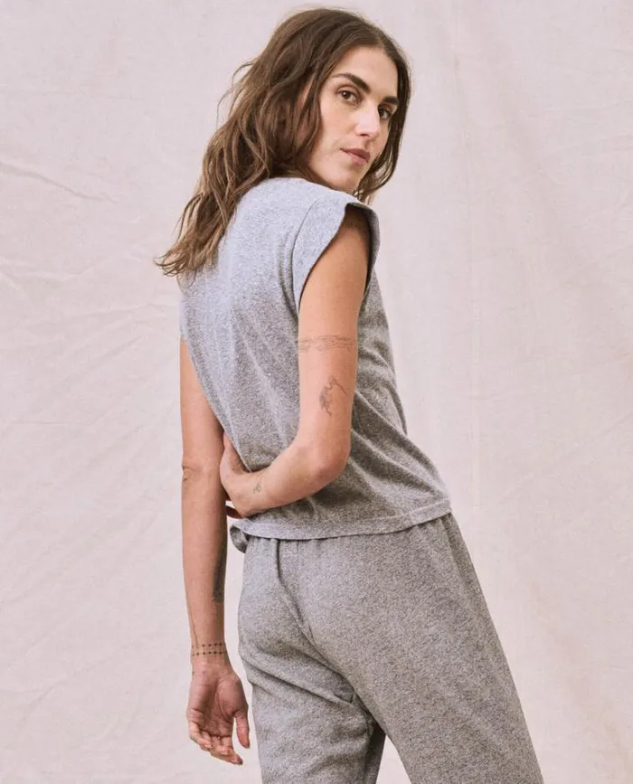 Tops Women039s The Great The Peak Shoulder Tee Heather Grey