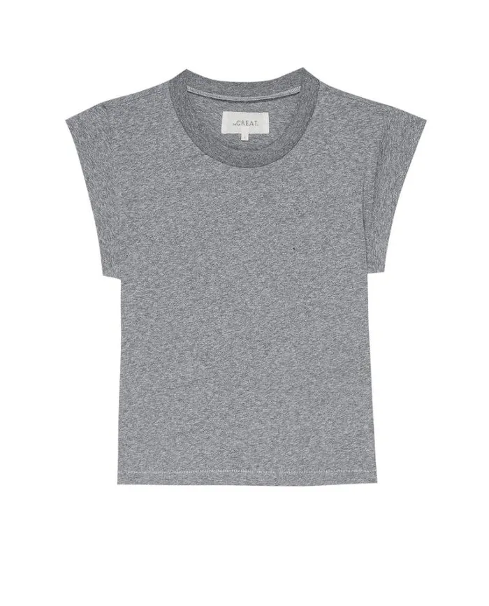Tops Women039s The Great The Peak Shoulder Tee Heather Grey
