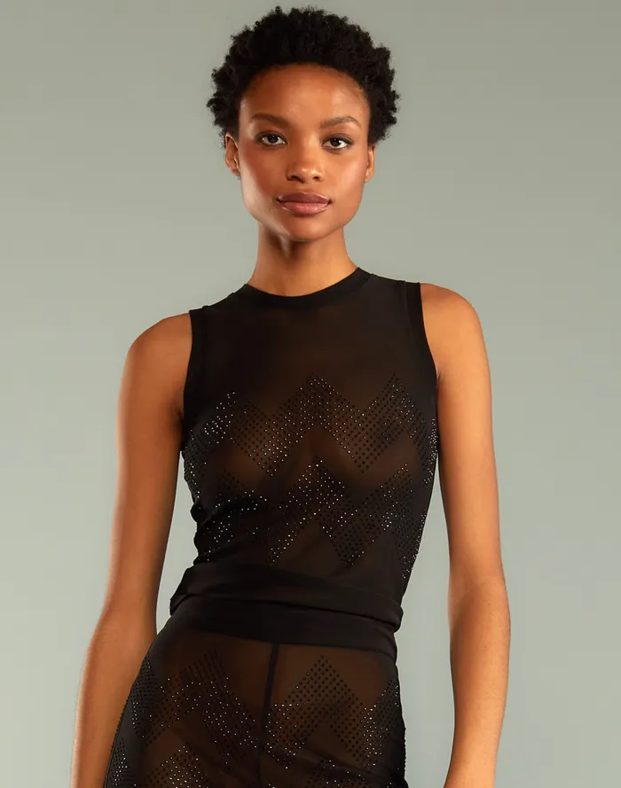 Tops Women Cynthia Rowley Amelia Crystal Mesh Top