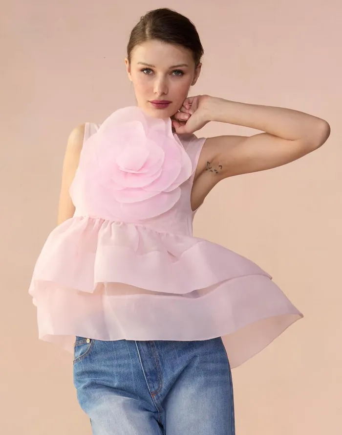 Tops Women Cynthia Rowley Chloe Organza Flower Top