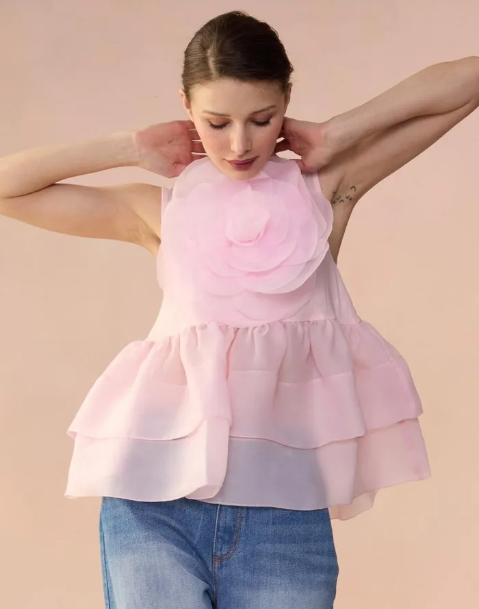 Tops Women Cynthia Rowley Chloe Organza Flower Top