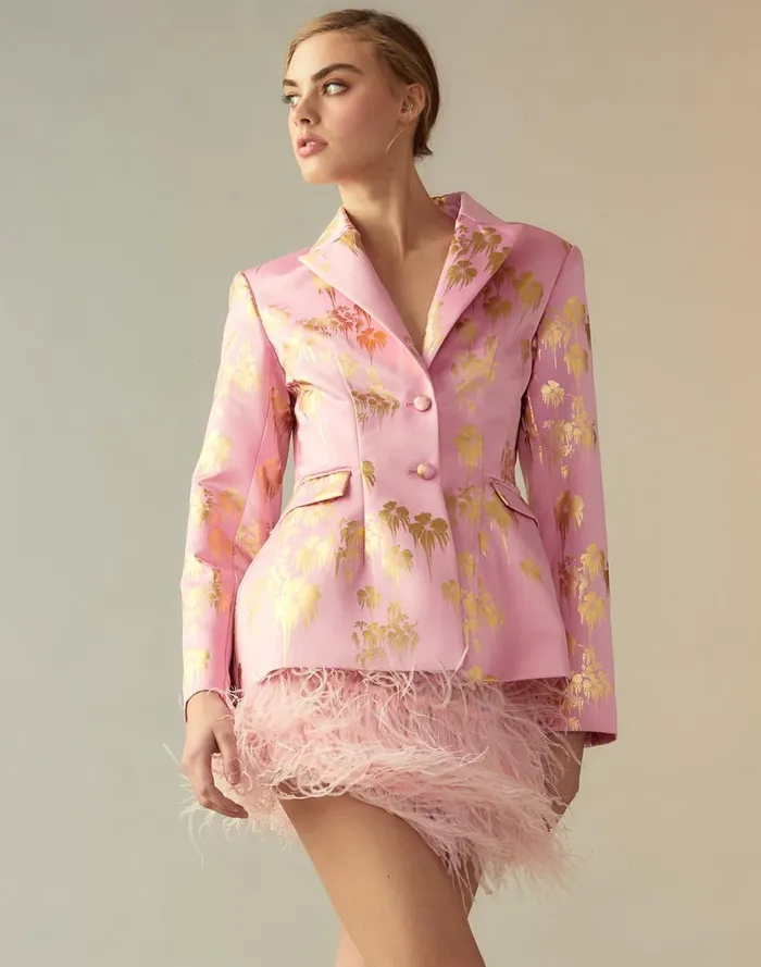 Tops Women Cynthia Rowley Dripping In Gold Fitted Blazer