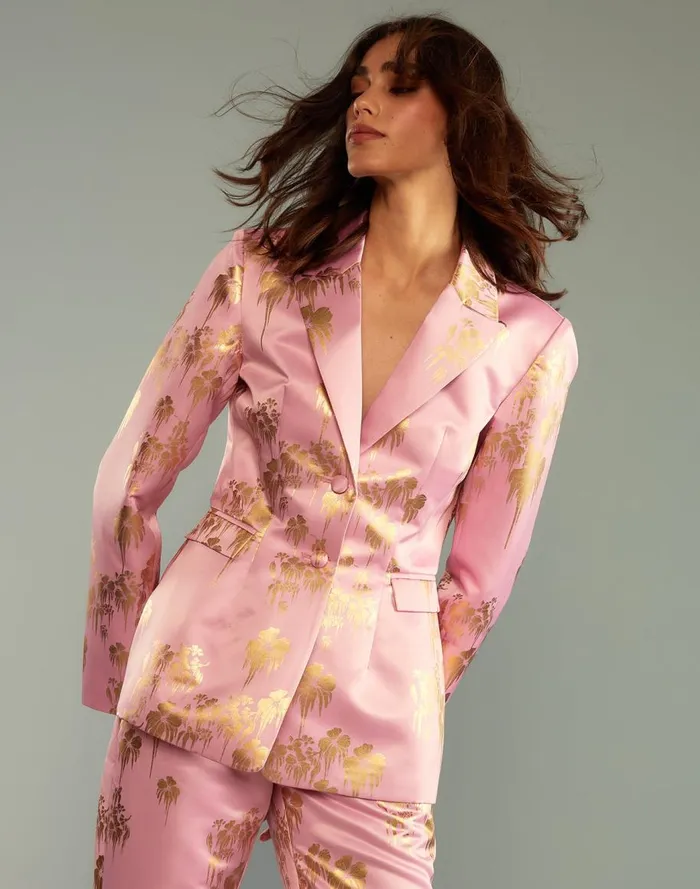 Tops Women Cynthia Rowley Dripping In Gold Fitted Blazer