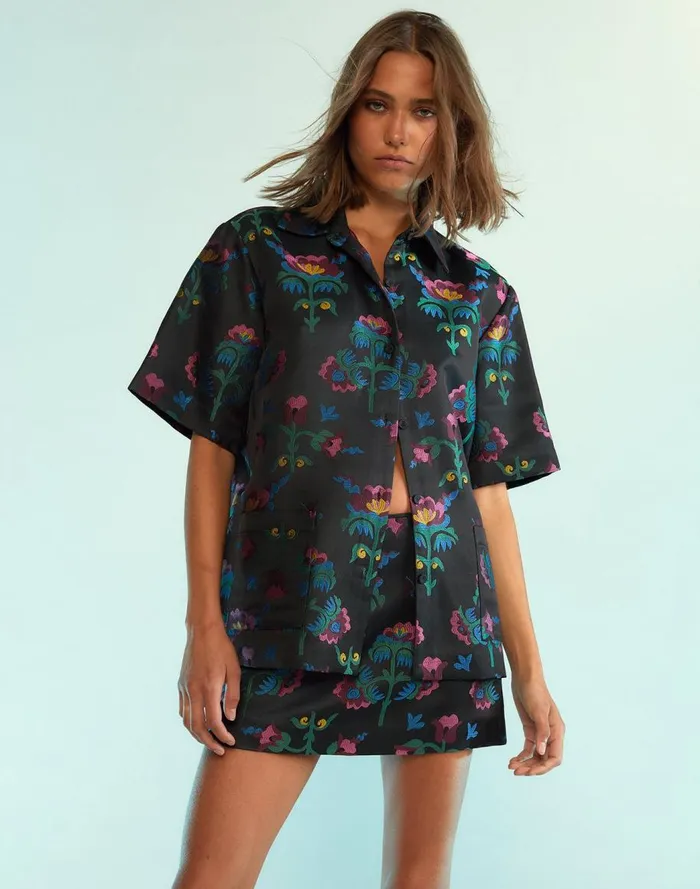 Tops Women Cynthia Rowley Harper Jacquard Camp Shirt