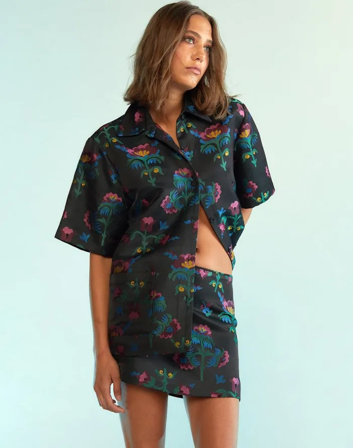 Tops Women Cynthia Rowley Harper Jacquard Camp Shirt
