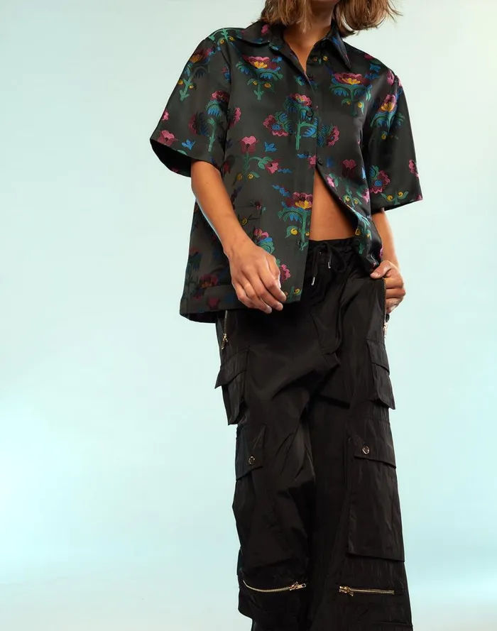 Tops Women Cynthia Rowley Harper Jacquard Camp Shirt