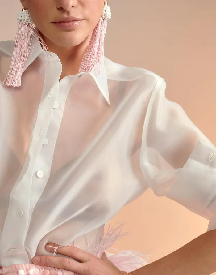 Tops Women Cynthia Rowley Organza Button Down Shirt