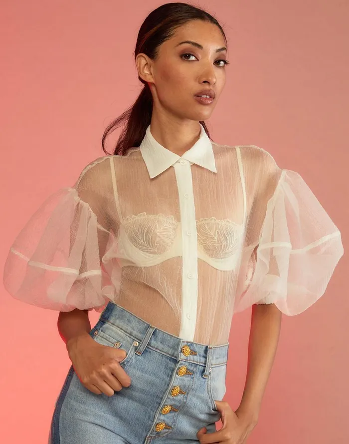 Tops Women Cynthia Rowley Sheer Bliss Blouse