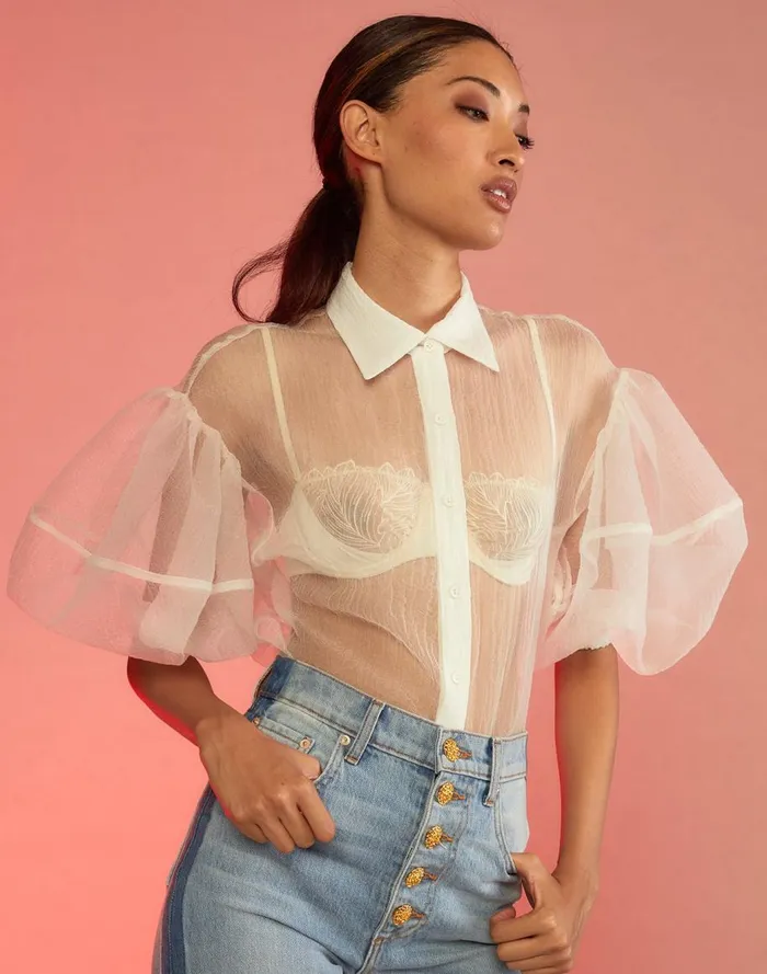 Tops Women Cynthia Rowley Sheer Bliss Blouse