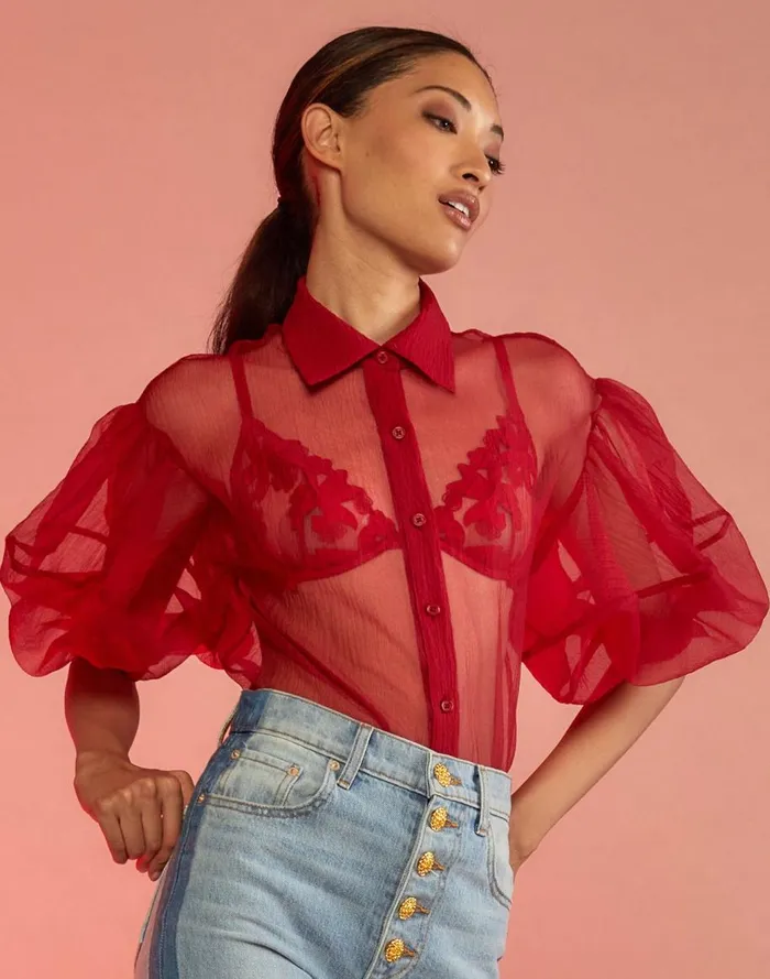Tops Women Cynthia Rowley Sheer Bliss Blouse