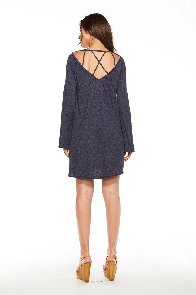 TRIBLEND JERSEY BELL SLEEVE STRAPPY MINI DRESS Loungewear Chaser Brand Womens
