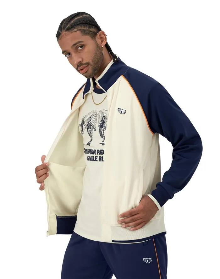 Tricot Track Jacket Winged C Logo Naturalathletic Navy Men Champion Jackets