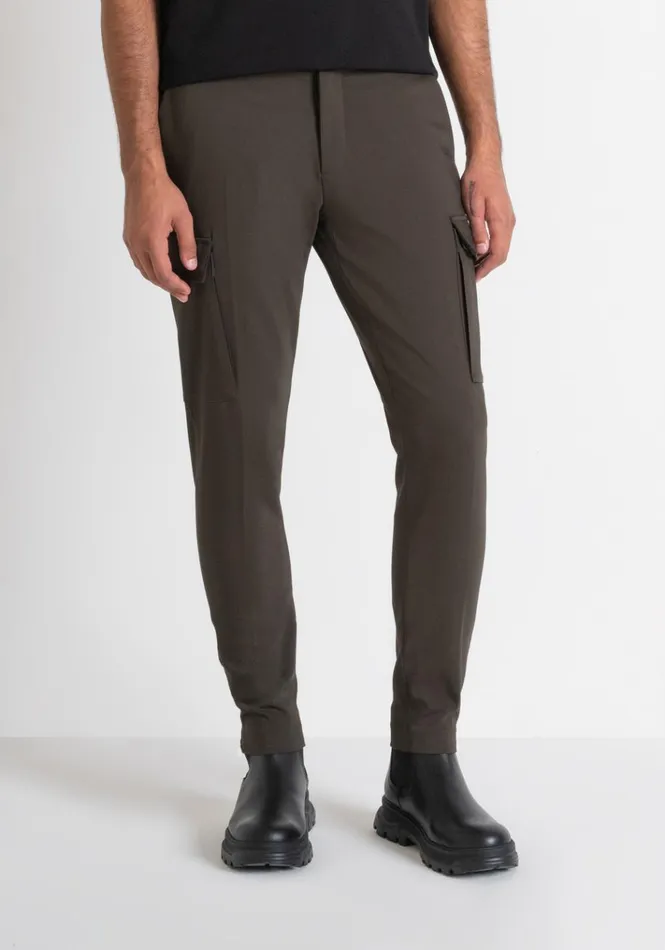 Trousers Men Antony Morato Skinny Fit 034Bjorn034 Trousers In Elastic Cotton Blend Dark Olive Green