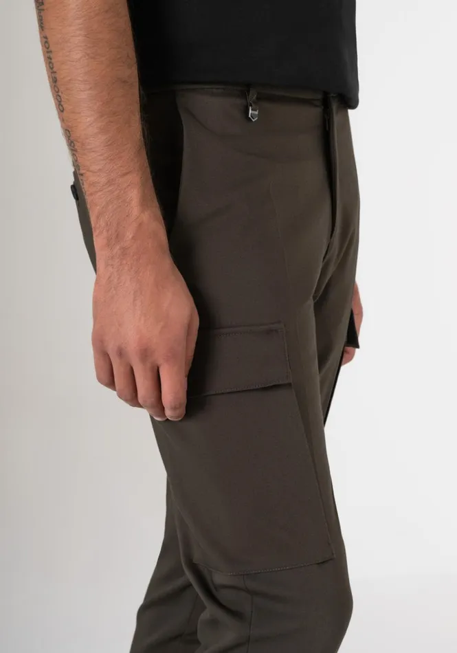 Trousers Men Antony Morato Skinny Fit 034Bjorn034 Trousers In Elastic Cotton Blend Dark Olive Green