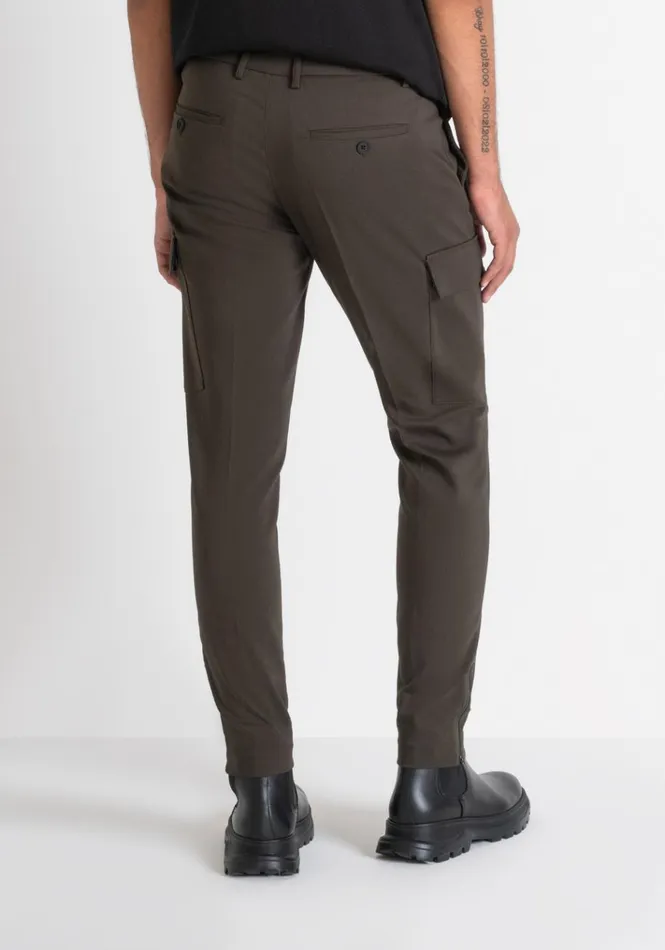 Trousers Men Antony Morato Skinny Fit 034Bjorn034 Trousers In Elastic Cotton Blend Dark Olive Green