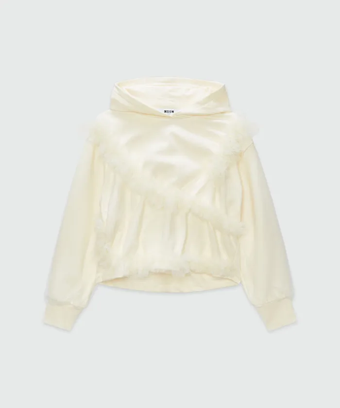 Tulle Double Jersey Sweatshirt With Ruffles Women MSGM Hoodies And Sweatshirts