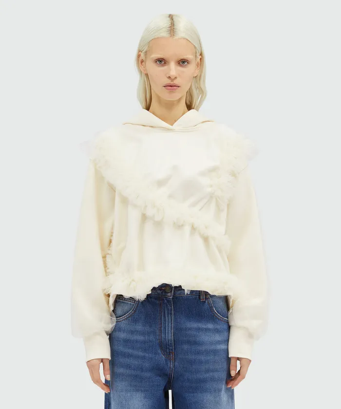 Tulle Double Jersey Sweatshirt With Ruffles Women MSGM Hoodies And Sweatshirts