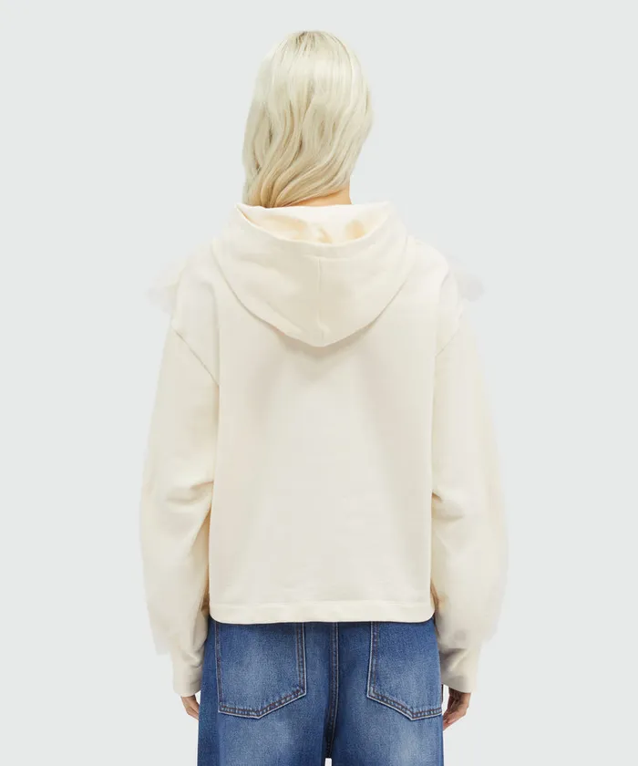 Tulle Double Jersey Sweatshirt With Ruffles Women MSGM Hoodies And Sweatshirts