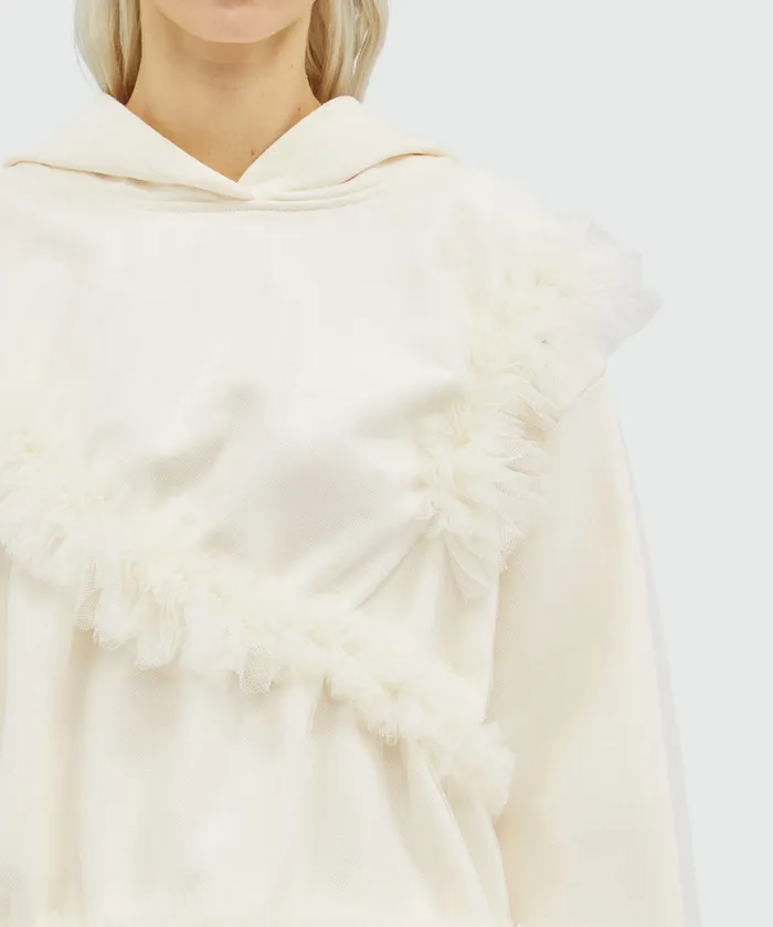 Tulle Double Jersey Sweatshirt With Ruffles Women MSGM Hoodies And Sweatshirts