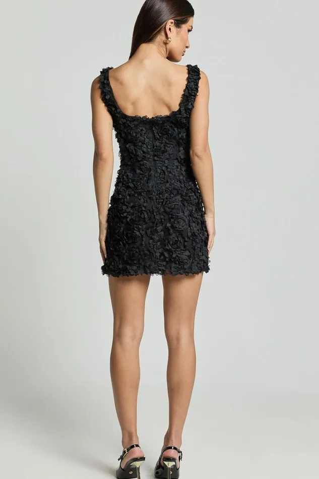 Tyra Mini Dress 8211 Square Neck 3D Floral Mini Dress In Black Women Showpo Curve Clothes