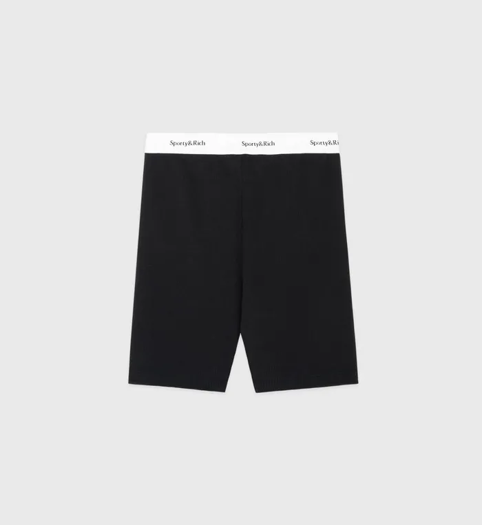 Underwear Women Sporty and Rich Serif Logo Ribbed Biker Short 8211 Black