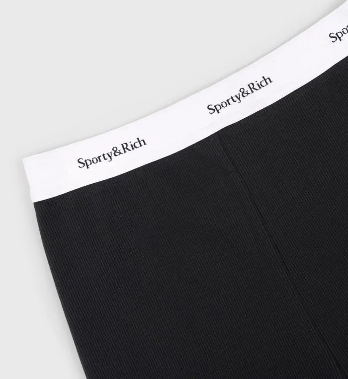 Underwear Women Sporty and Rich Serif Logo Ribbed Biker Short 8211 Black