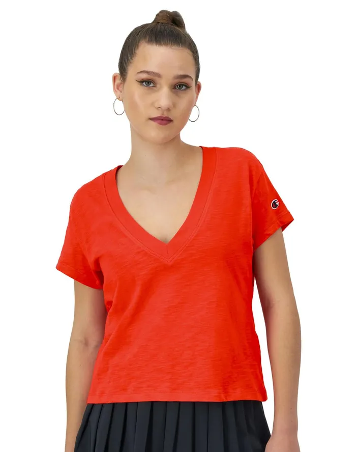 VNeck TShirt Tailgate C Logo Solar Crimson Women Champion TShirts and Tops