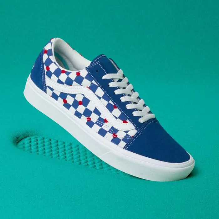 Vans Autism Awareness ComfyCush Old Skool Vans HeartTrue Blue MensWomens Classics Shoes