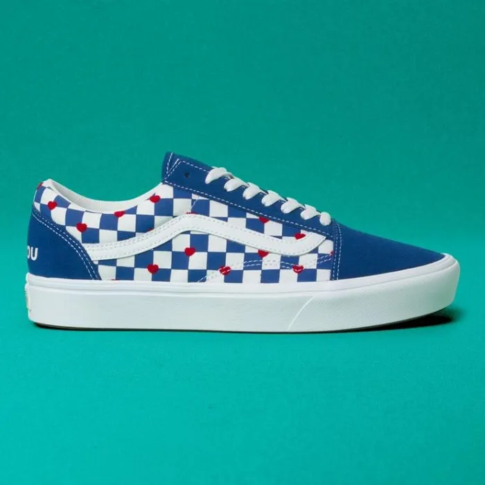 Vans Autism Awareness ComfyCush Old Skool Vans HeartTrue Blue MensWomens Classics Shoes