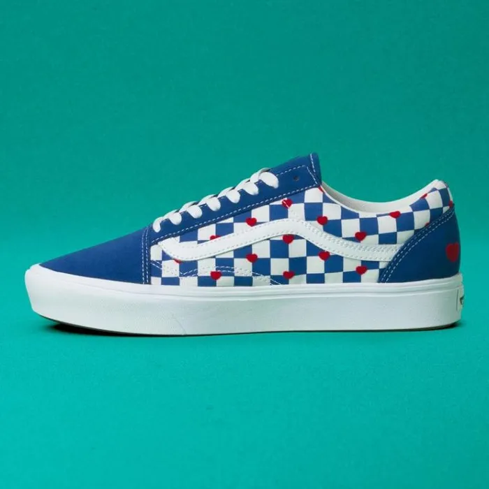 Vans Autism Awareness ComfyCush Old Skool Vans HeartTrue Blue MensWomens Classics Shoes