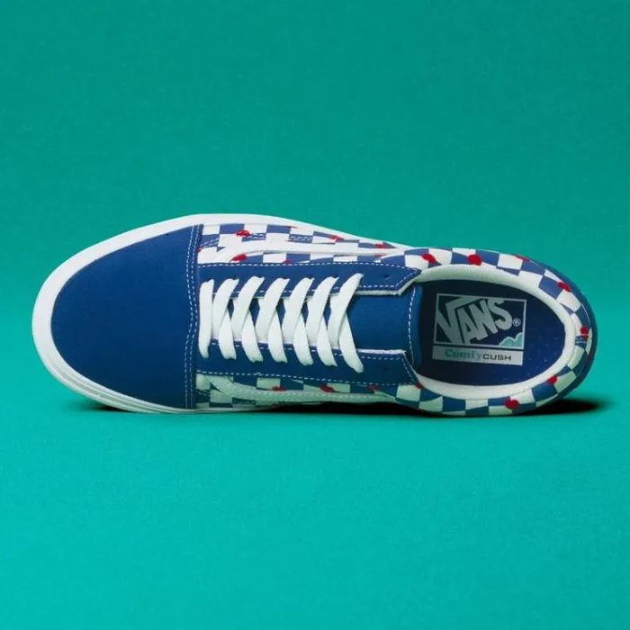 Vans Autism Awareness ComfyCush Old Skool Vans HeartTrue Blue MensWomens Classics Shoes