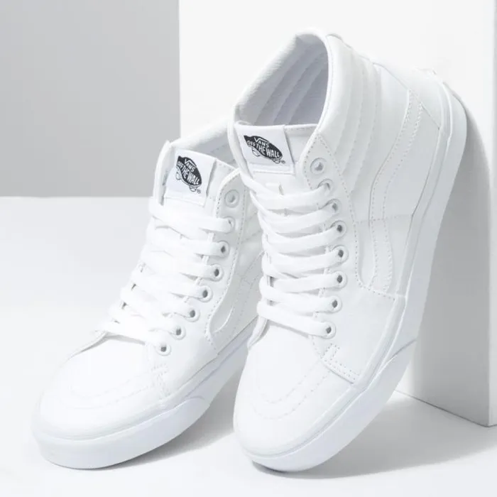 Vans Canvas Sk8Hi True White Womens Classics Shoes Vans Canvas Sk8Hi True White Womens Classics Shoes