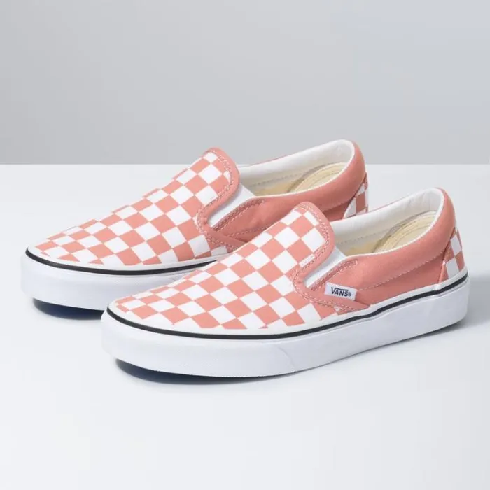 Vans Checkerboard Classic SlipOn Rose DawnTrue White MensWomens Classics Shoes
