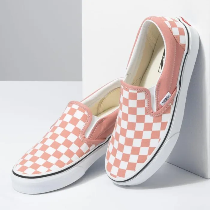 Vans Checkerboard Classic SlipOn Rose DawnTrue White MensWomens Classics Shoes Vans Checkerboard Classic SlipOn Rose DawnTrue White MensWomens Classics Shoes