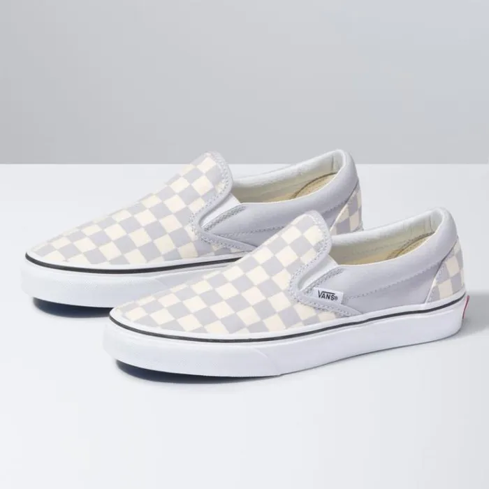 Vans Checkerboard SlipOn Gray DawnTrue White Womens Classics Shoes