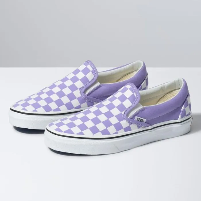 Vans Checkerboard SlipOn Violet TulipTrue White Womens Classics Shoes