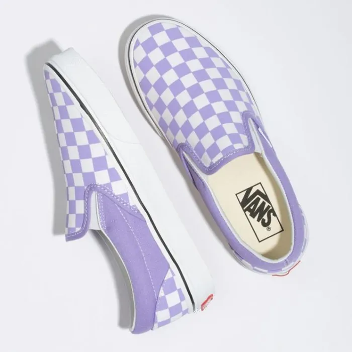 Vans Checkerboard SlipOn Violet TulipTrue White Womens Classics Shoes Vans Checkerboard SlipOn Violet TulipTrue White Womens Classics Shoes