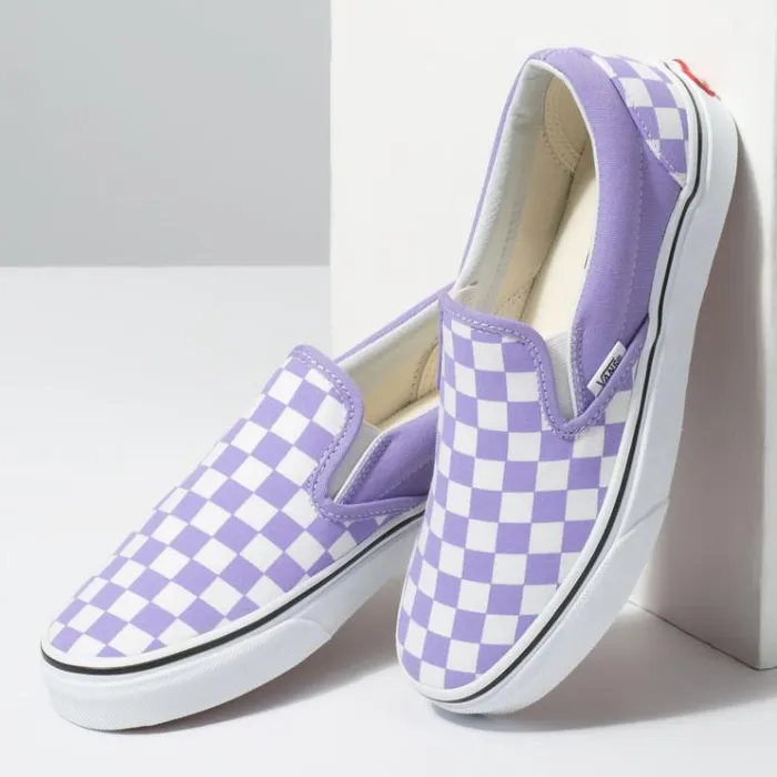 Vans Checkerboard SlipOn Violet TulipTrue White Womens Classics Shoes Vans Checkerboard SlipOn Violet TulipTrue White Womens Classics Shoes